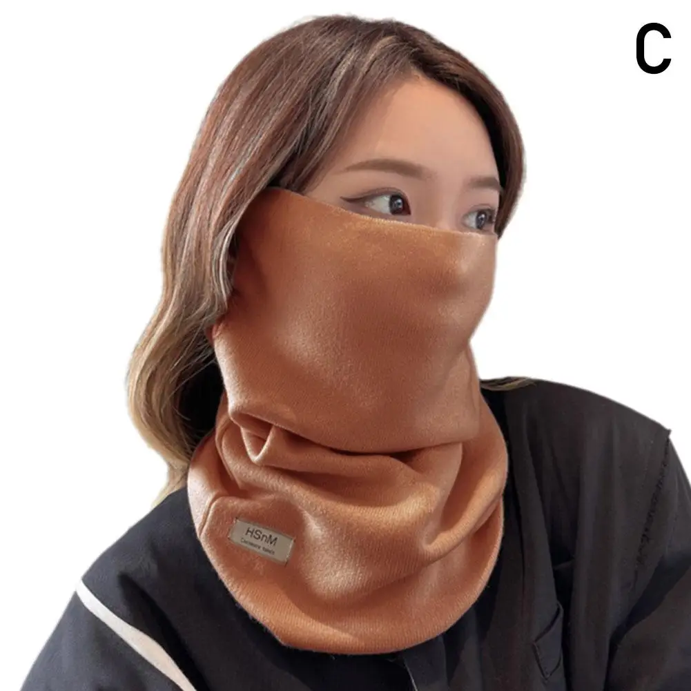 Multifunctional Winter Lady's Face Scarf Solid Color Hanging Ear Mask Windproof Neck Protection For Women Outdoor Cy D2L7