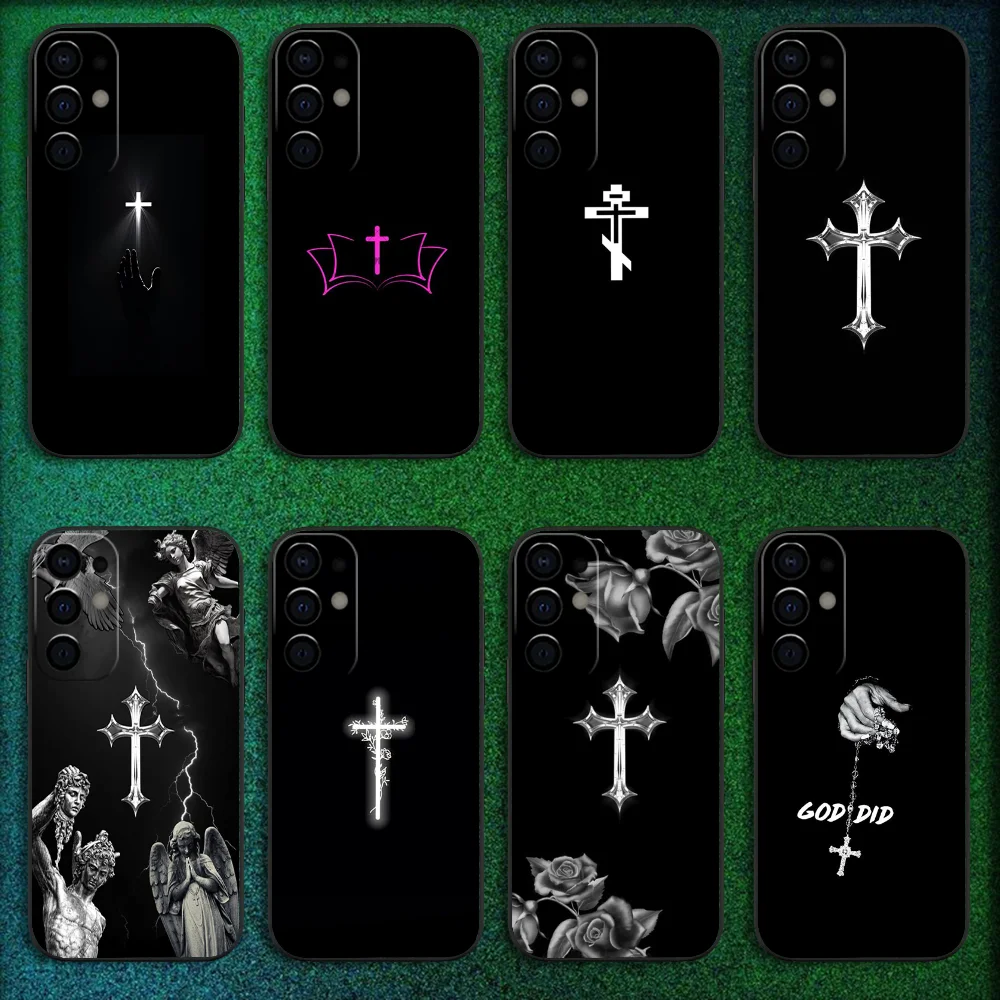 

God Jesus Cross Phone Case For Samsung S25,S24,S21,S22,S23,S30,Ultra,S20,Plus,Fe,Lite,Note,10,9,5G Black Cover