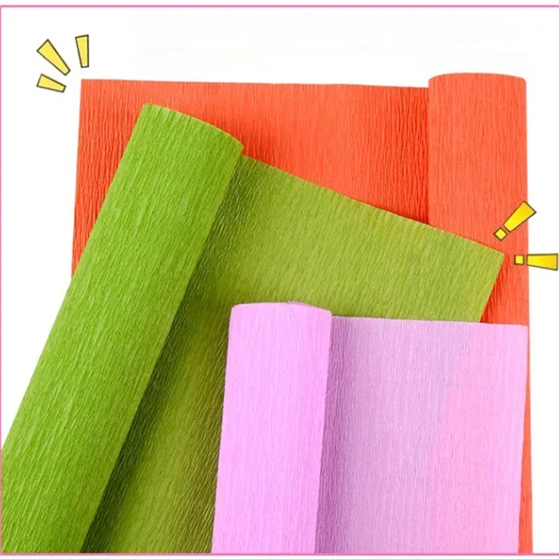 250*50cm DIY  Wrapping Paper Craft Colored Crepe Paper Roll Origami Crinkled Flowers Paper  Decoration Gift