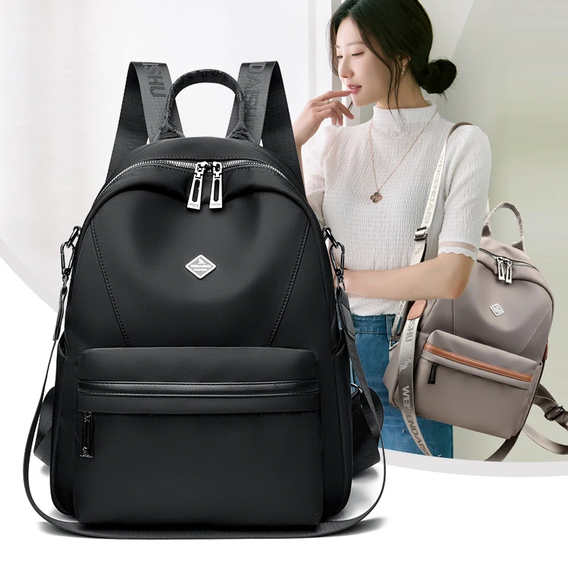 

Luxury Large Capacity Nylon Travel Backpack for Women Fashion Casual Pure Color Hiking Daypack Tote Bag High Quality Brand Purse