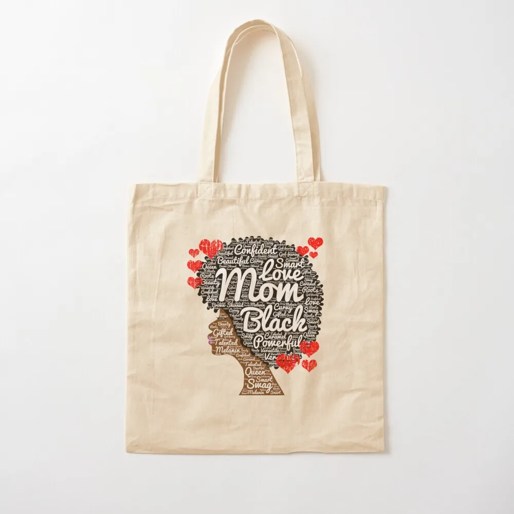 African American Mom Words in Afro Gift Tote Bag Gift bag shopping bag logo hand ladies Fabric