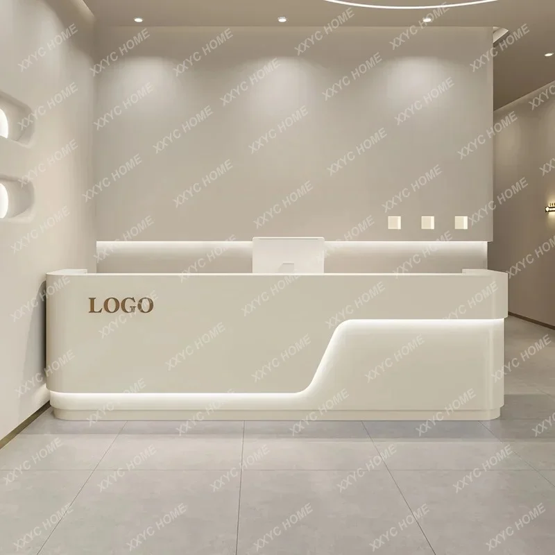 JYAX40 Simple Modern Beauty Salon Checkout Page  Clothing Store Curved Reception Front Desk