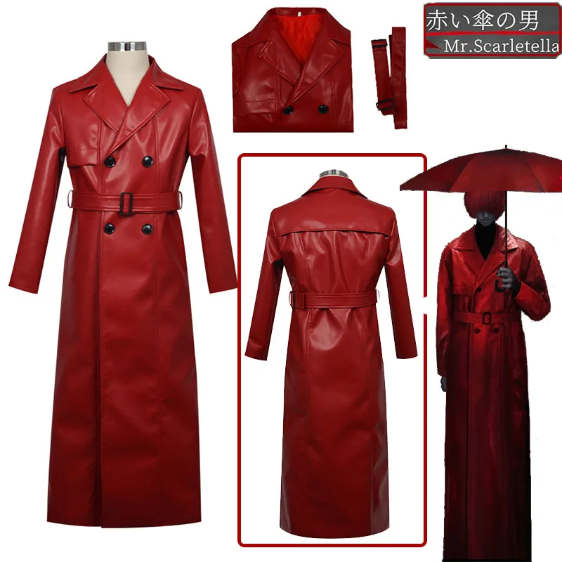 

Mr Scarletella Game Homicipher The Enigmatic Antagonist Cosplay Costume Red Trench Coat Women Men Holloween Customized
