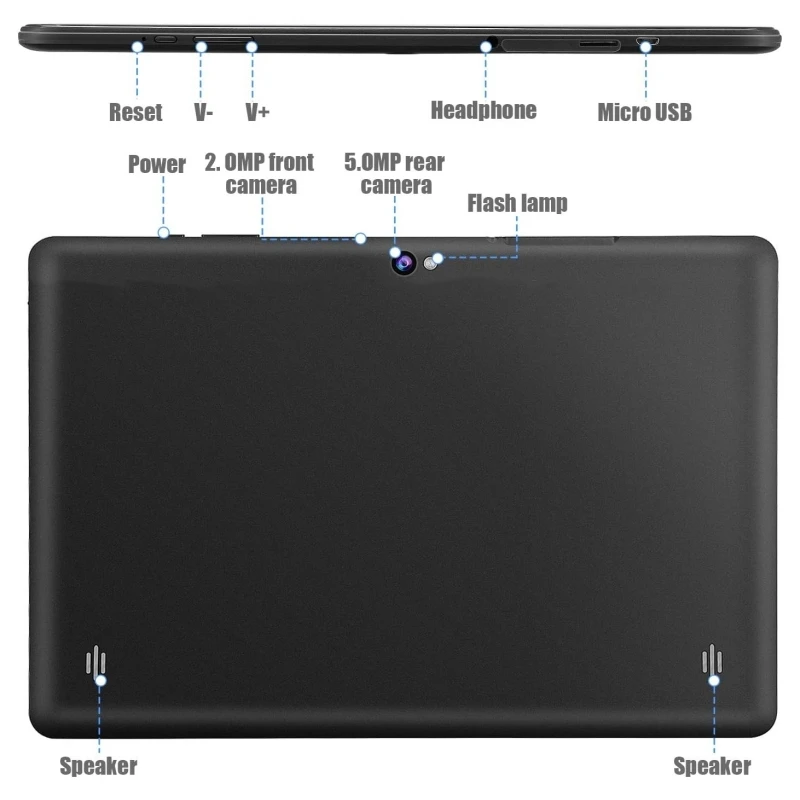 10.1 بوصة HD 5 نقاط أندرويد 11 RAM 2GB ROM 32GB 2GBTablet PC SP5736 رباعي النواة A133 كاميرا مزدوجة WIFI 1280*800 IPS شاشة