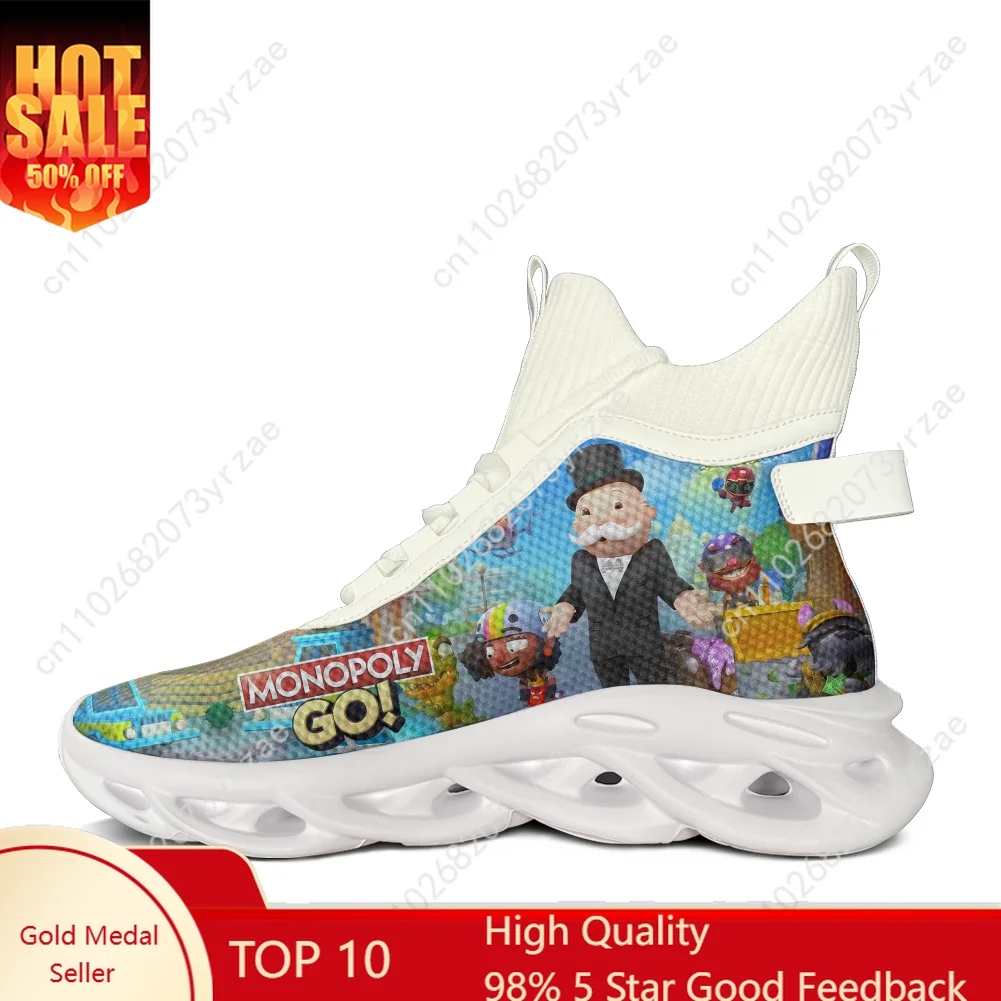 

Monopoly Go! High Top Flats Sneakers Men Women Sports Shoe High Quality Fashion Sneaker Lace Up Mesh Footwear Custom Made Shoes