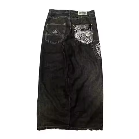 American Street Popular Loose Straight Jeans Men Harajuku Y2K Hip Hop Joker Oversized Wide-leg Pants Unisex Casual Mopping Jeans