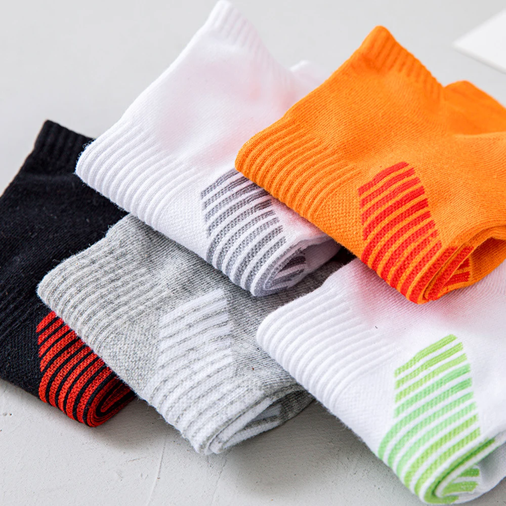 HSS Brand 5Pairs/Lot Cotton Men\'s Socks Summer Thin Sports Casual X-Man Socks Black Orange Ankle Short Tube Socks Breathable