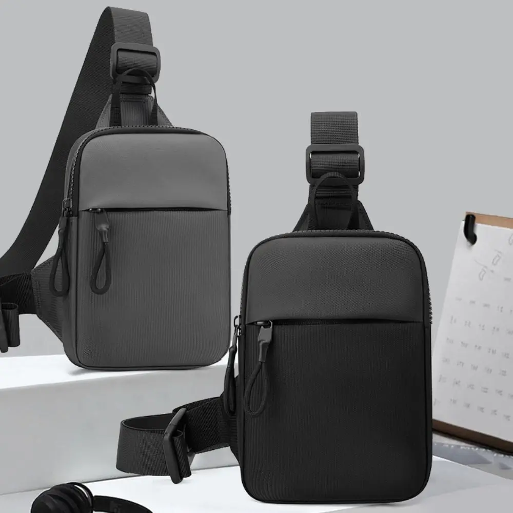 

Casual Oxford Men's Chest Bag Black Zipper Sports Phone Bag Lightweight Large Capacity Travel Purse