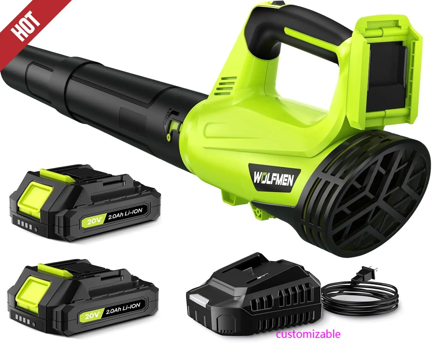 

Leaf Blower, Electric Cordless Leaf Blower with 2 Batteries and Charger, 2 Speed Mode, Lightweight Leaf Blowers