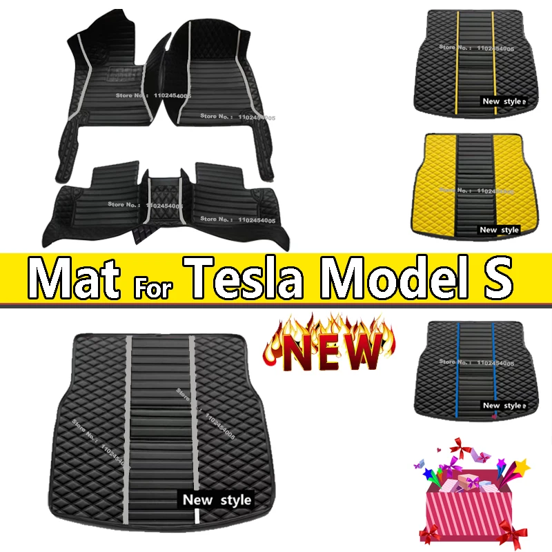 

For Tesla Model S 2015 2014 Car Floor Mats Carpets Waterproof Leather Custom Auto Styling Car Accessories Interior Covers Rugs