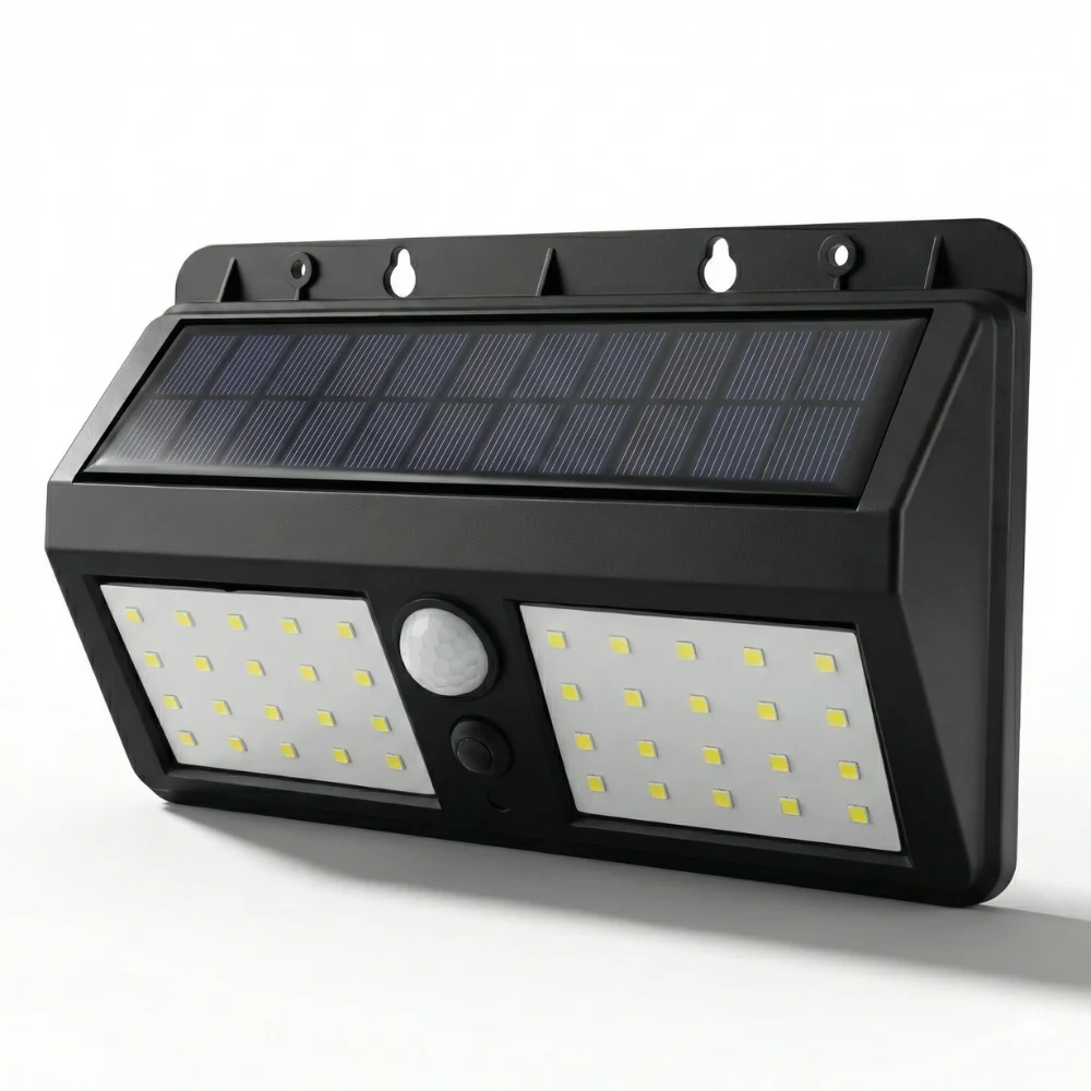 SODANY Lámpara Solar Exterior 1350LM Sensor Movimiento 40 LED IP64 Batería 3600mAh Luz Blanca 6500K Ahorro 0€ Factura