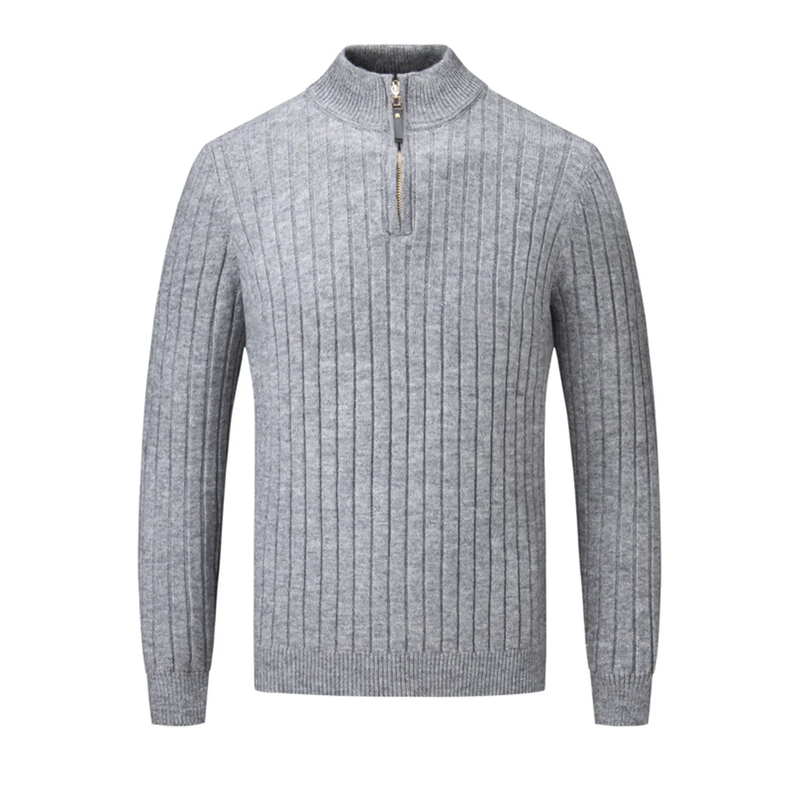 Herren Pullover mit Viertel reiß verschluss Reiß verschluss Revers Leichter Roll kragen pullover mit einfarbigem Strick für Herren mit gerippter Kante