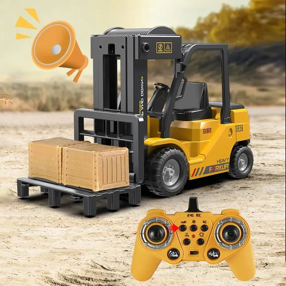 Creative Remote Control Forklift Light Music Simulation Engineering Vehicle Durable Spray Function Children's Crane Toys