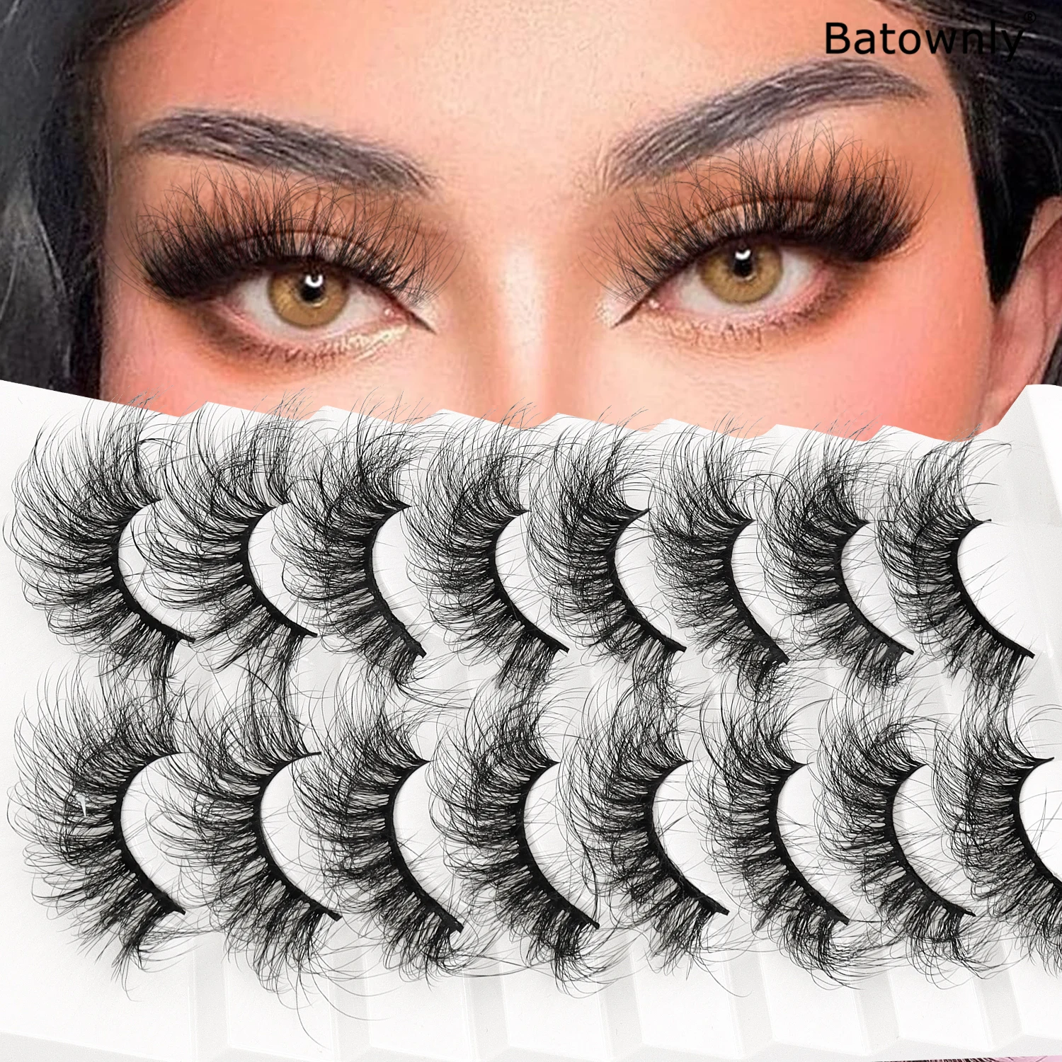 28mm Dense Puff Long False Eyelashes 3D Volume Wavy Loose Look False Eyelashes Exaggerated Eyelash Extension 8 Pairs
