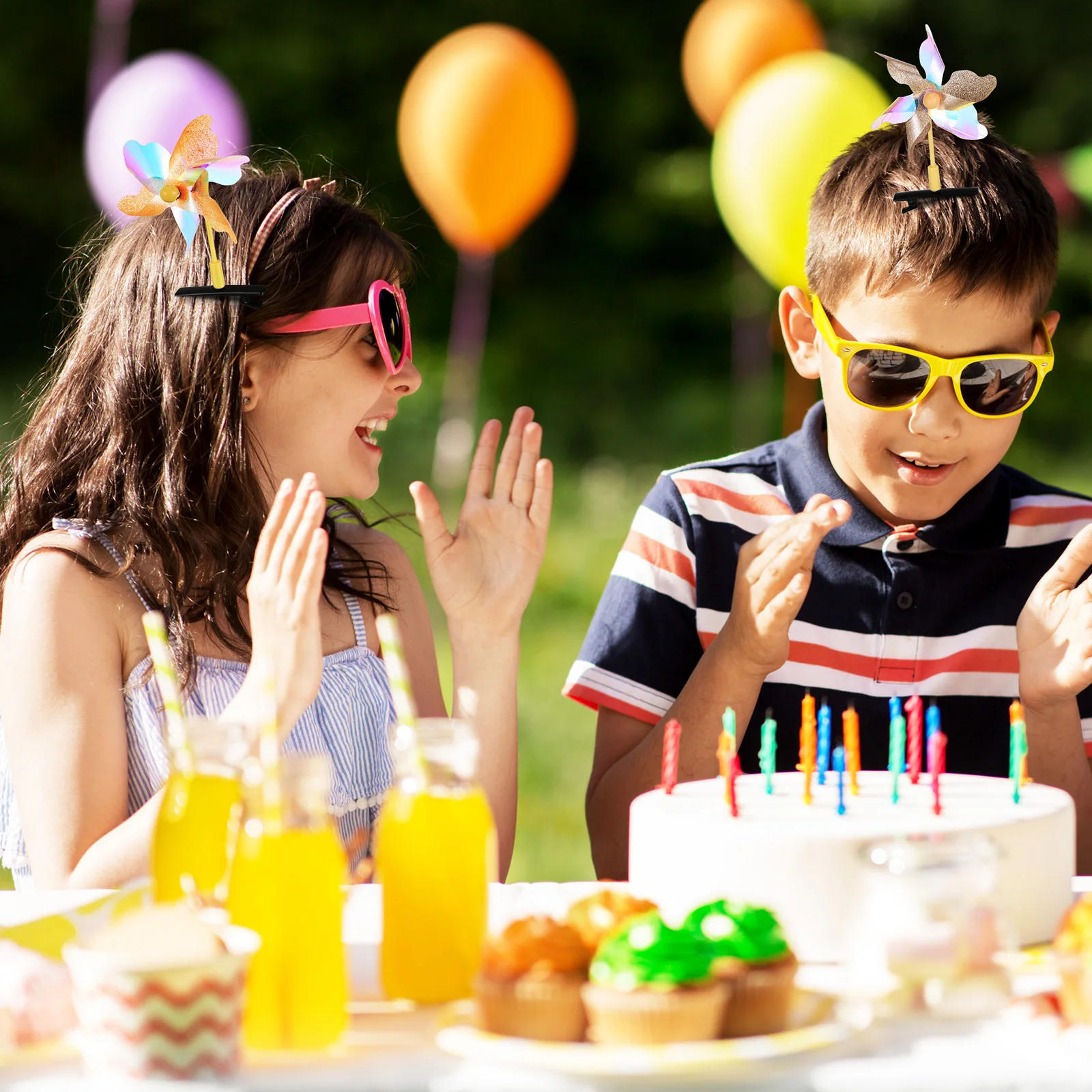 

Cute Windmill Hair Clips 20Pcs Pinwheel Hairpins Funny Party Barrettes Sparkly Snap Clips Graduation Hair Accessories for Women