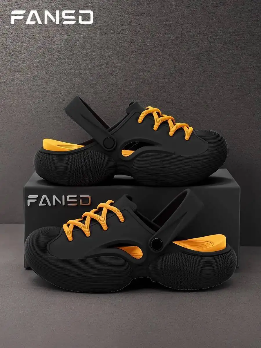 

Sports Slippers 2025 Summer New Men's Closed Toe Thick Soled Slippers Anti-Slip For Outdoor Sports Casual Beach Crocs