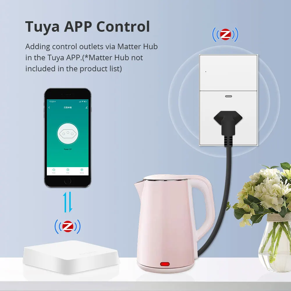 Zigbee 10A Brazil Outlet with Type-C Charging Port Brazilian Socket Work with Tuya Google Home Smartthings Homekit via M1 Hub