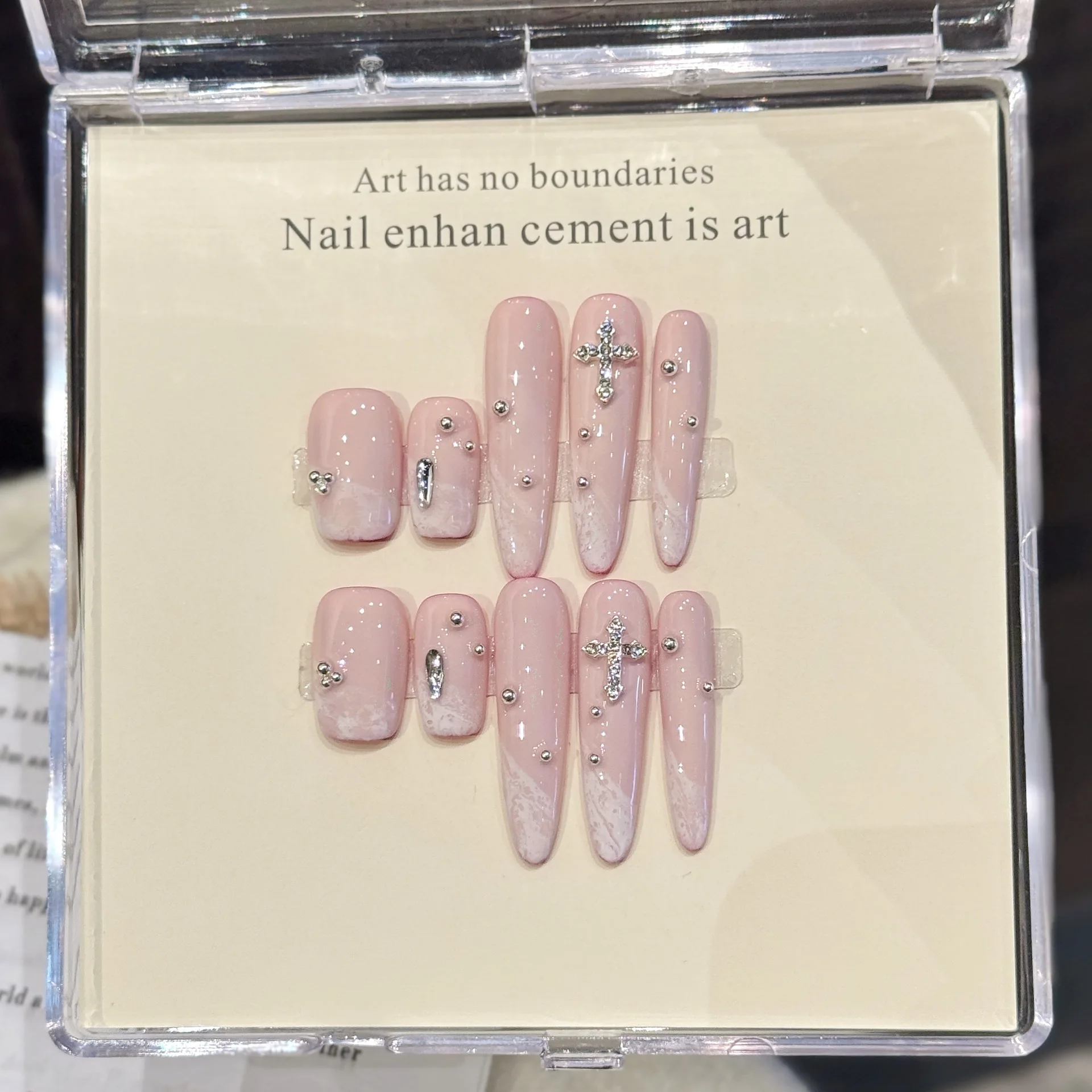 

10 PCS Luxury Handmade Press on Nails Long-short Match pure colour Design with 3-PIECE Tool Adhesive Nail Glue Tabs