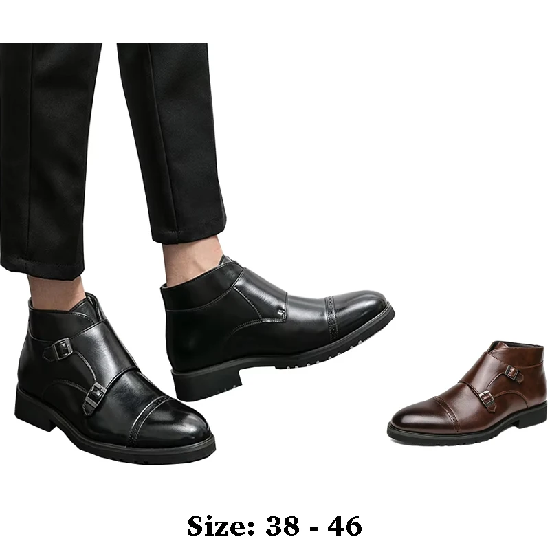 

высококачественные мужские кожаные ботинки с высоким берцем и острым носком удобные размеры 45 46 новинка 2024 года прогулочная официальная винтажная обувь цвет черный коричневый