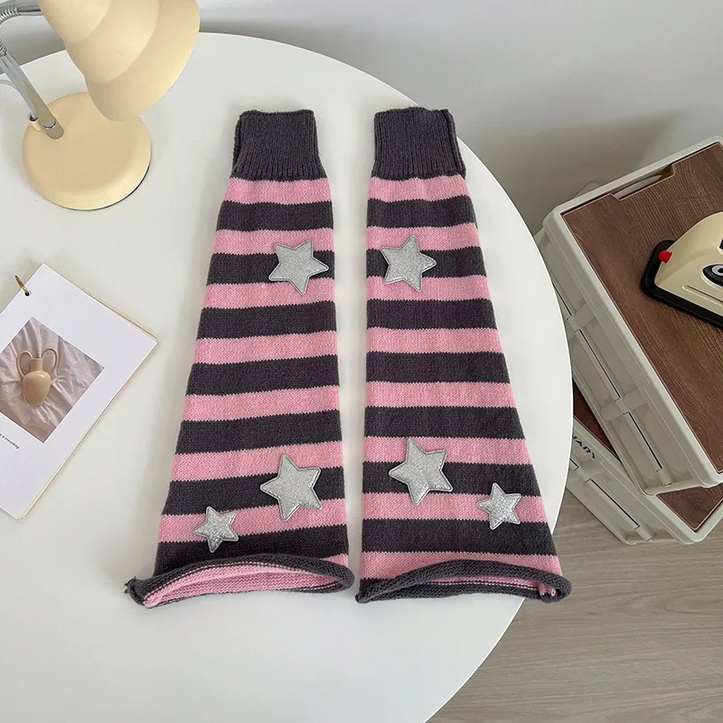 Pentagram Millennium Knitted Pile Sock Set Y2k Japanese Subculture Wide Leg Horn Leg Set Long Tube Warm Foot Set