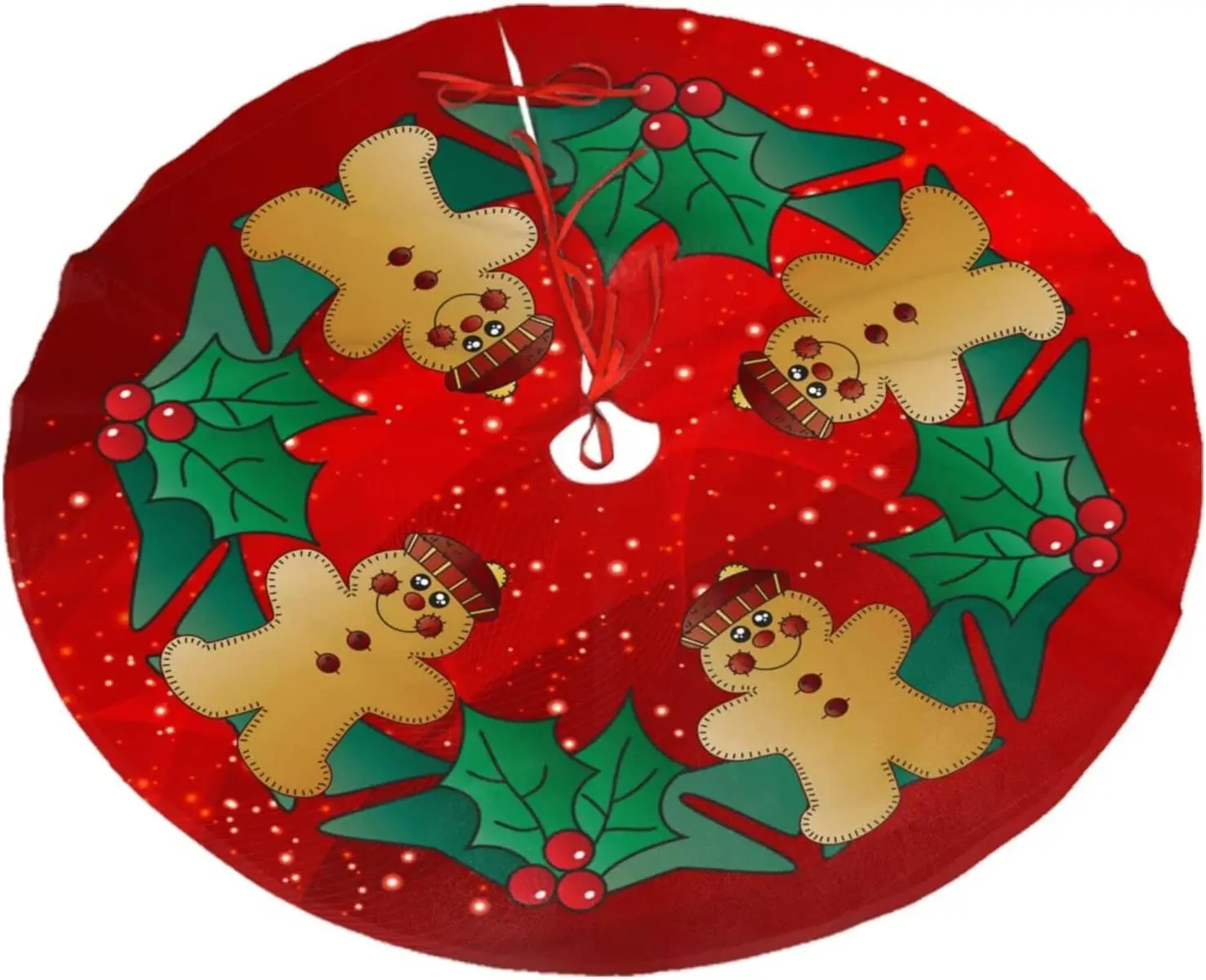 48 Inch Christmas Tree Skirt Gingerbread Christmas Holiday Tree Skirt Large Xmax Tree Mat for Holiday Party Home Decoration