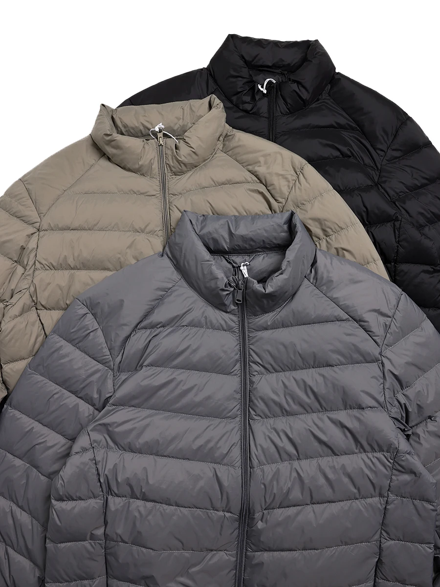 

Tech Lightweight Functional American 90 White Duck down Stand Collar Jacket Men Autumn Winter Warm Riblet Inner Coat