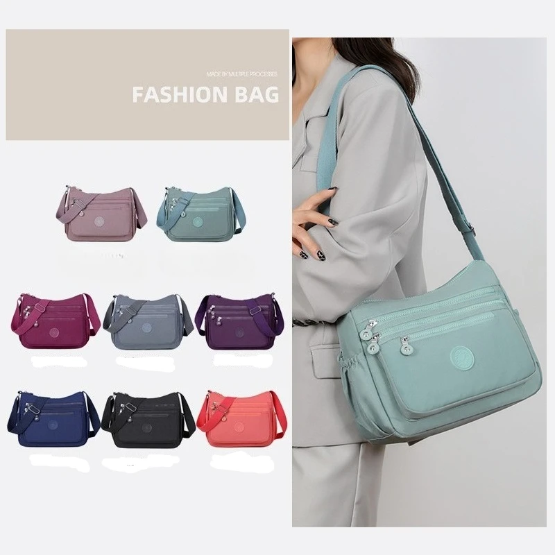 

New in Women's Large Capacity Multi-Pocket Nylon Shoulder Bag Crossbody Casual Lightweight Handbag Purse Multi-Color