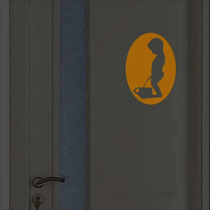 Glow in the Dark Toilet Sticker Bathroom Door Sign WC Washroom Wall Decoration Luminous Stickers Home Decor Funny Cartoon Decal
