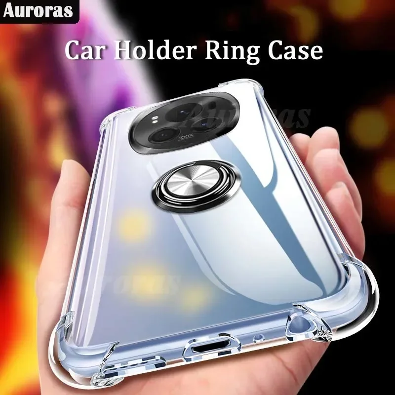 For Honor Magic6 Pro 5G Case Adsorbable Ring Transparent Airbag Silicone Shell For Honor Magic 7 Lite 6 5 Pro Cover Fundas