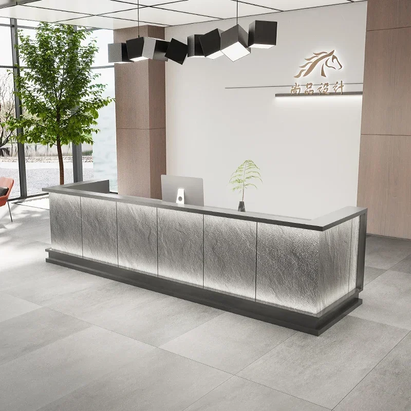 

Salon Reception Desk Luxury Receiption Shop Counter Modern Cashier Table Furniture Receptionist Front Supermarket Beauty Storage