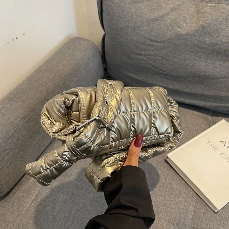 

New Autumn Down Jacket Women's Bag 2023 Plaid Handbag Women's Bag Fashionable Casual Trend Shoulder Armpit Small Square Bag