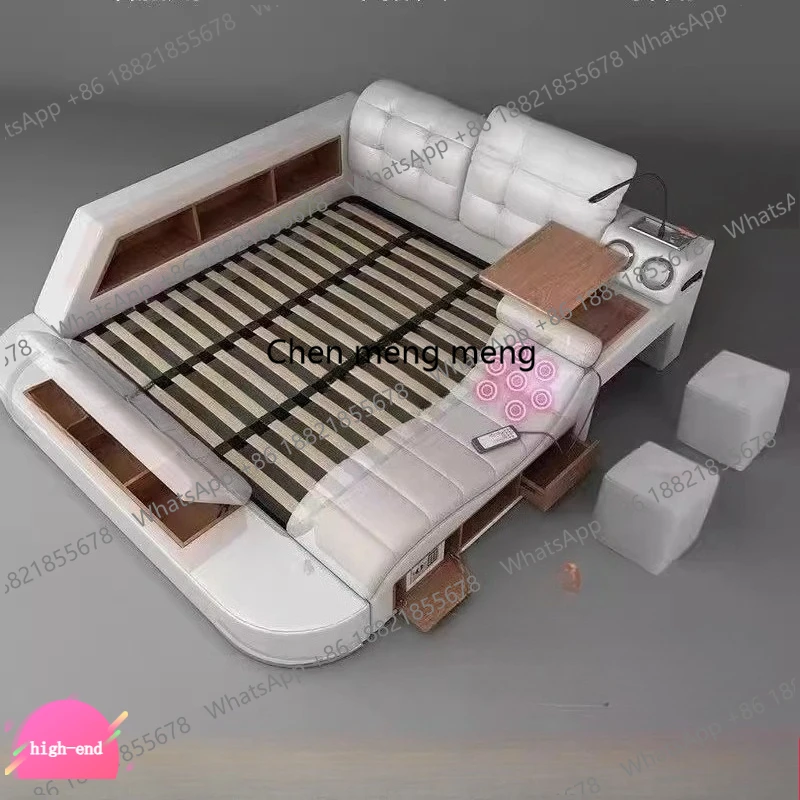 

Многофункциональная кровать-массажер из кожи, двуспальная, минималистичная, с местом для хранения, современная, в стиле татами, умная, многофункциональная, для дома