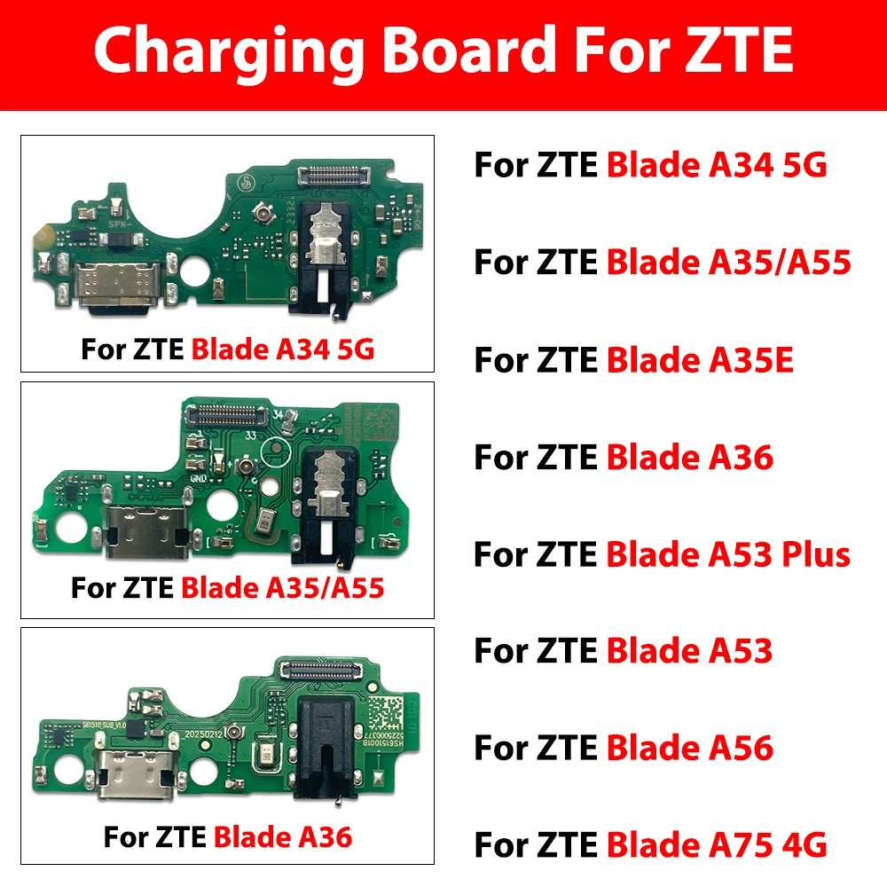 For ZTE A72 5G Blade A34 5G A35 A55 A35E A36 A53 Plus A56 A75 4G USB Charging Dock Socket Port Connector Charge Board Flex Cable