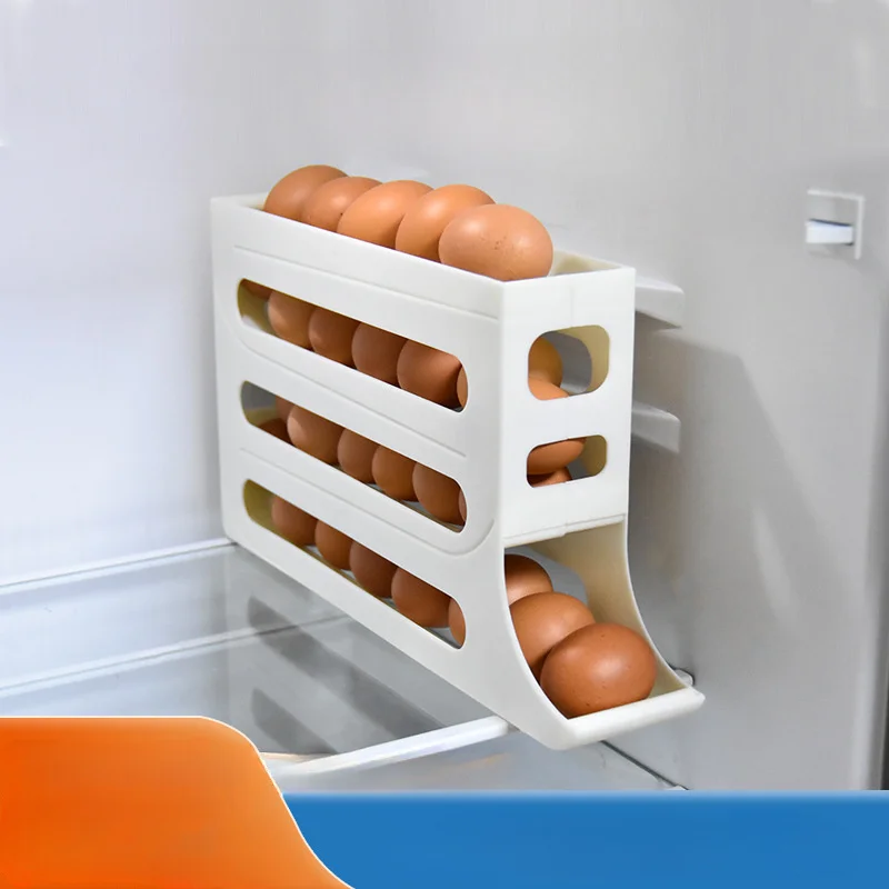 2pcs Egg Baskets, Household Large Capacity 4-layer Egg  Box, Space-saving Automatic Rolling Anti-fall Egg Holder, For  Refrigera