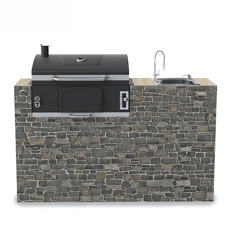 

Built-in courtyard charcoal grill, home garden grill, built-in charcoal grill