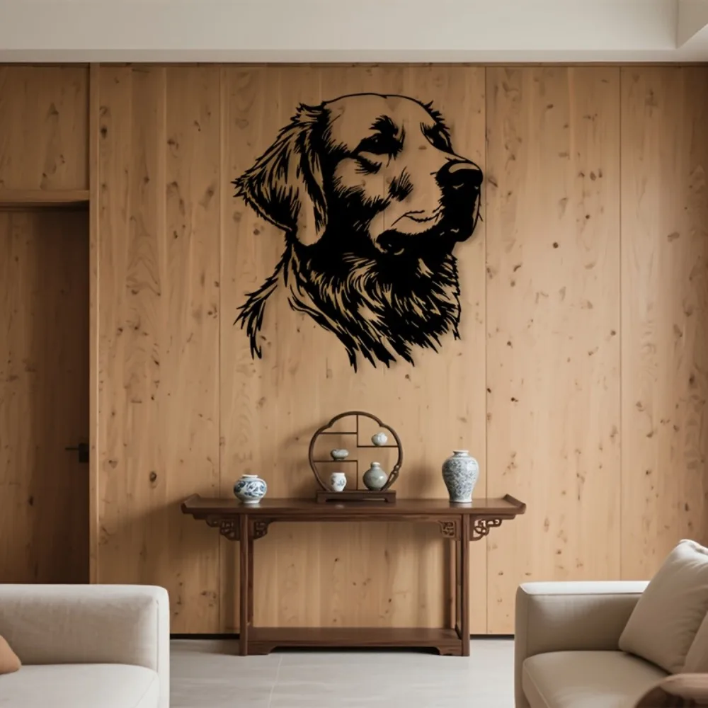 Metall-Wandkunst Golden Retriever - 1 Stück Aluminium-Silhouetten-Wandbild für Büro Patriotisches Geschenk