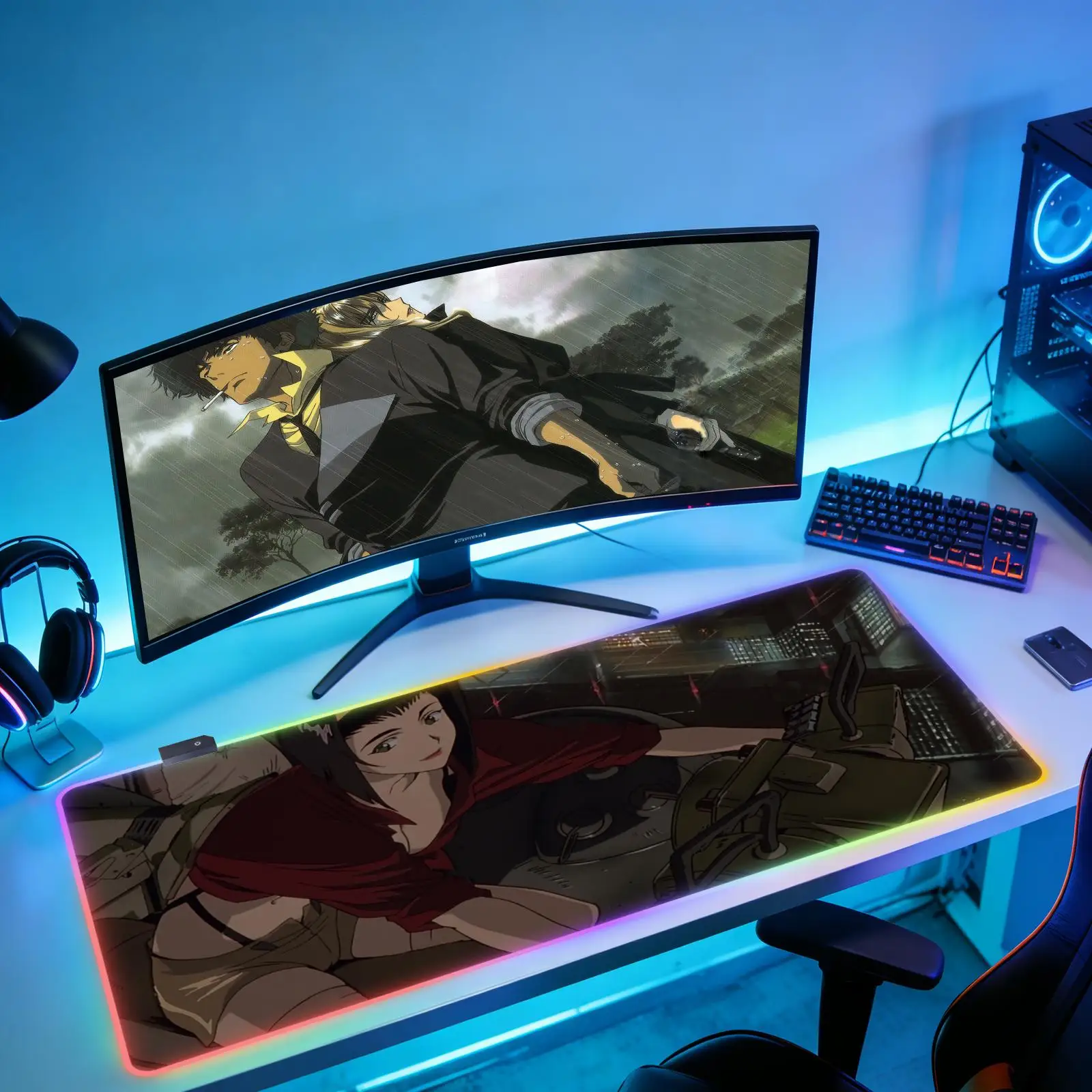 C-Cowboy Bebop New RGB Computer Home Mousepad XXL Desk Mats Natural Rubber Office Anti Slip Gaming Accessories pad