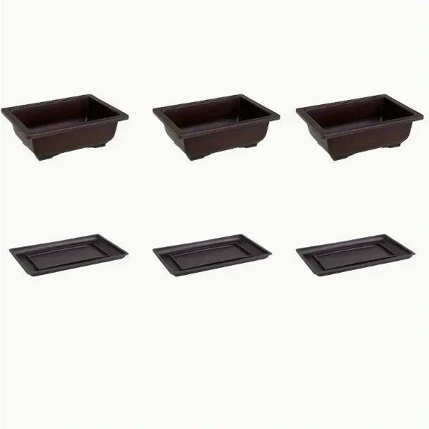 Imitation Zisha Rectangular Planting Set For Succulents Bonsai Indoor Includes Drainage Tray Home Garden Decorative Planter