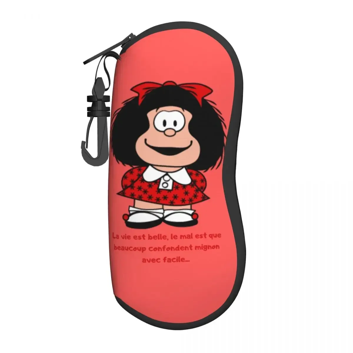 Kawaii Mafalda Sunglasses Case Neoprene Zipper Quino Argentina Cartoon Shell Eyeglass Case Custom Protective Box For Glasses