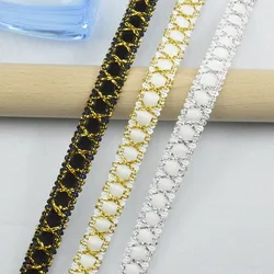 5m/16.4ft each pack Clothing Accessories lace trims White Silks Black Flower Fabric Dress HandMade sewing DIY crafts decorate