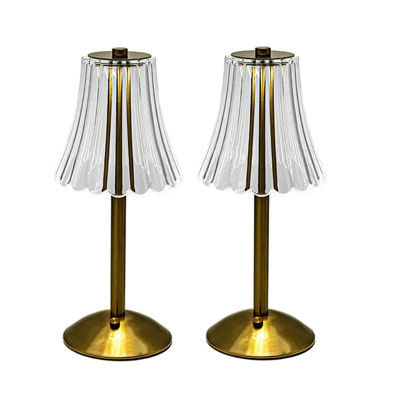 

2X LED Crystal Decorative Table Lamp 800Mah Rechargeable Atmosphere Night Light 3-Levels Brightness For Restaurant Cafe-ABQU