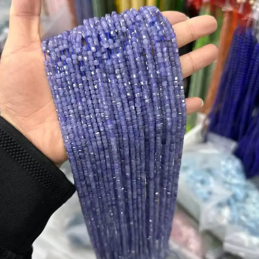 

5A Natural Blue Tanzanite Gemstone Faceted Cube Loose Beads for DIY Bracelet Necklace Jewelry Making Accessories