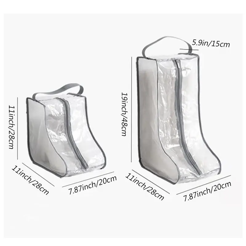 Portable Women Tall & Short Boot Storage Bags,2 Packs Tall+2 Packs Short,Waterproof Boot Bags for Travel and Daily Grey &LICG
