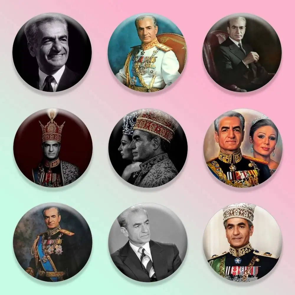 

Iran M-Mohammad R-Reza P-Pahlavi-MRP 25 32 44 58 75mm Badges Personalized Round Brooches Pins Accessory