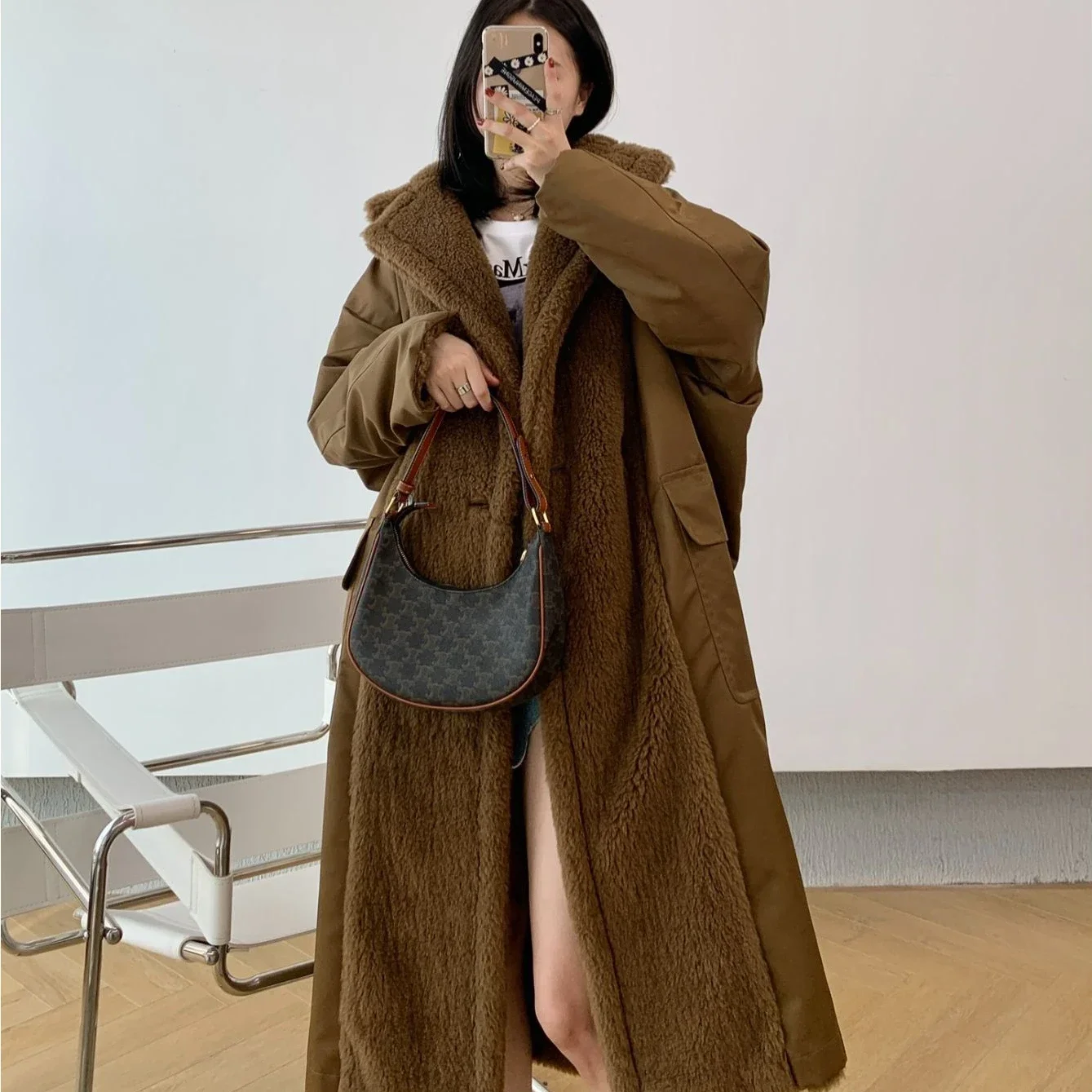 Teddy Reversible Alpaca Coat High Quality Embroidered Wool Mara Coat Women\'s Long Profile MAX Jacket  2023 Women Winter Clothing