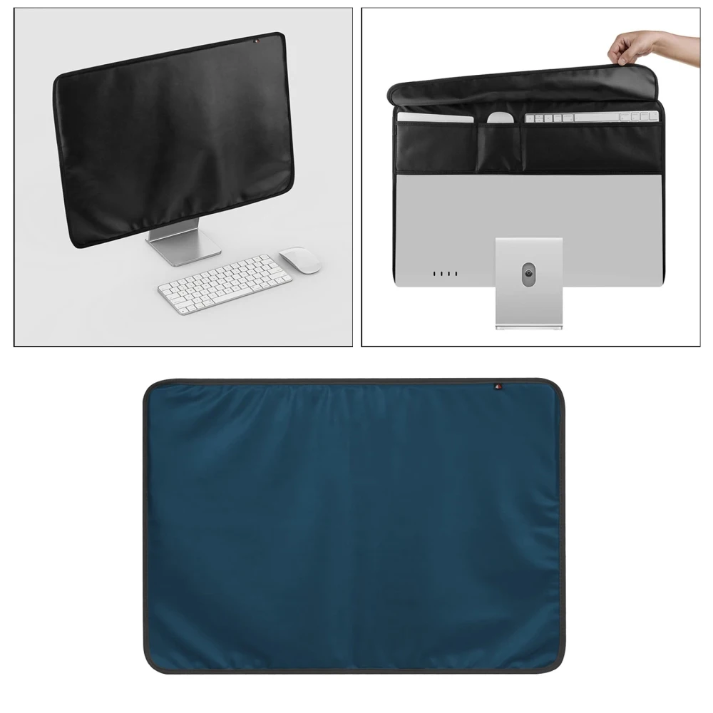 Dustproof Cover For IMac 24 Inch Display Screen Monitor PU Leather Protection Cover With Back Pocket For IMac Screen case