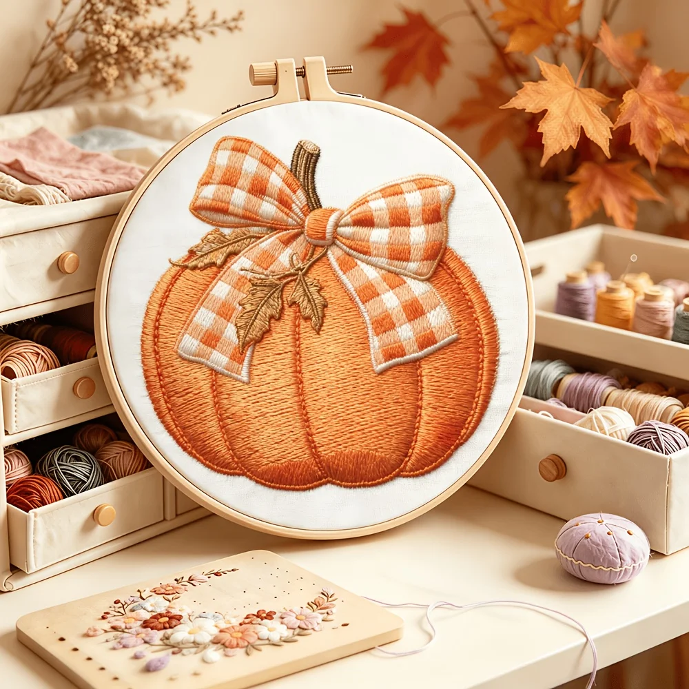 Embroidery Stitch Practice Kit For Adults Beginners Pre‑Printed Cloth Bamboo Hoop Thread Needles Hand‑Stitching Learning Craft