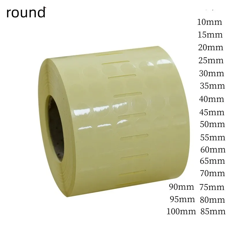 1 roll Round Transparent Self-adhesive Printing Label Stickers Waterproof PET Label Paper For Thermal Transfer Label Printer