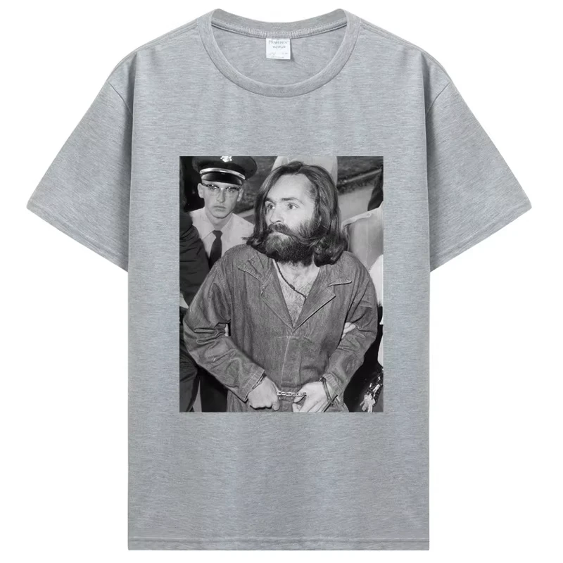 Charles Manson Tops Y2K Harajuku T-Shirt Retro-Klassik-Print Kurzarm Lässiges, lockeres Streetwear-T-Shirt mit Rundhalsausschnitt, Unisex – Detail 8