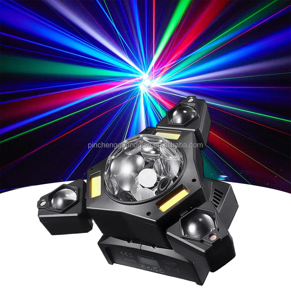 New 80W 3 Arms Dmx Lights Magic Ball Beam Strobe Laser 4In1 Dj Lighting Led Moving Lights